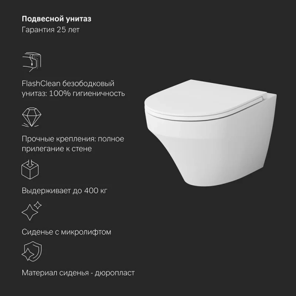 Унитаз с инсталляцией Am.Pm Inspire с сиденьем микролиф IS49001.501700 (детальная фотография), с инсталляцией index_2