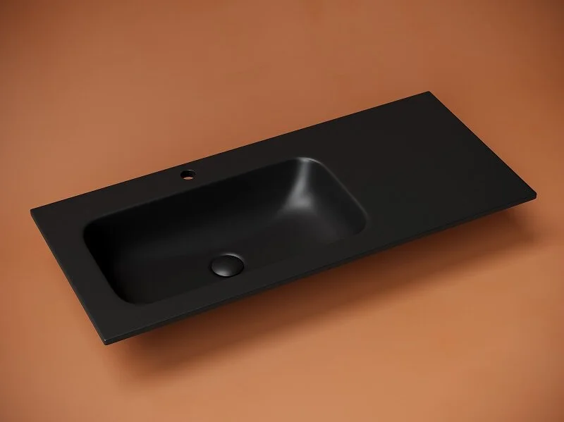 Раковина Ceramica Nova Grace 101 см чаша слева черная CN7014MB (детальная фотография), черные