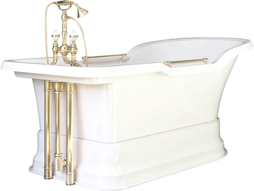 Ванна из искусственного камня Migliore Impero Podium 180х87 см фурнитура золото - фото 1