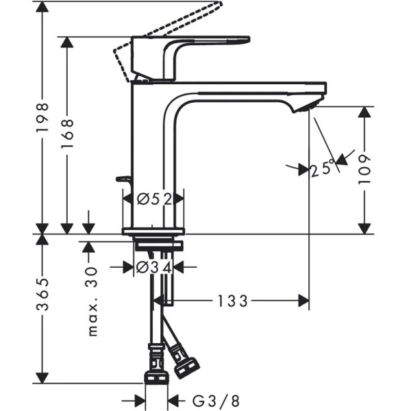 Смеситель для раковины Hansgrohe Rebris хром 72588000 (детальная фотография), для раковины