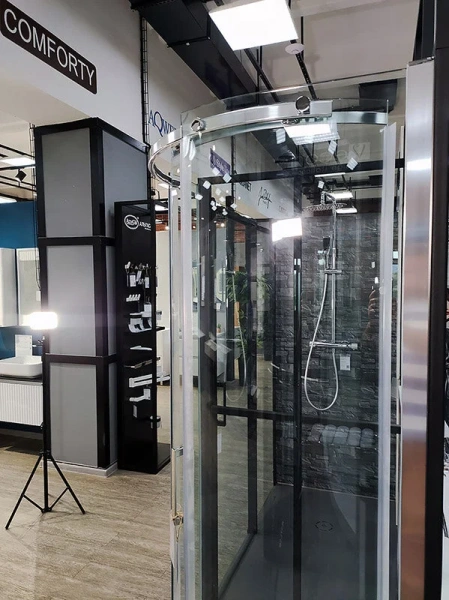 Душевой уголок Jacob Delafon Contra 90х90 см левосторонний, прозрачное стекло E22R90L-GA (детальная фотография), с низким поддоном