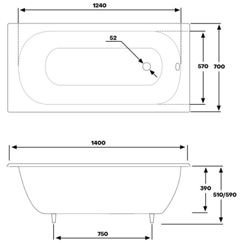 Ванна чугунная Byon 13 140х70х39 V0000217 (детальная фотография), чугунные
