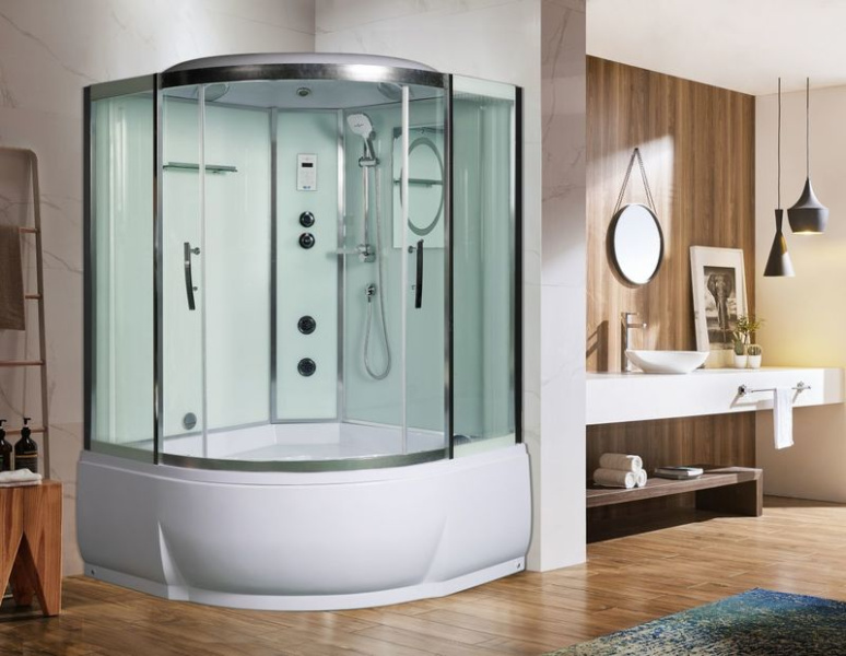 Душевая кабина WeltWasser WW500 135x135 см с поддоном WW500 EMMER 13555 (детальная фотография), полукруглые, четверть круга