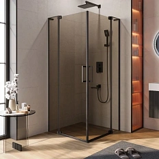 Душевой уголок Cezares Slider 100х110 см стекло бронзовое профиль черный
