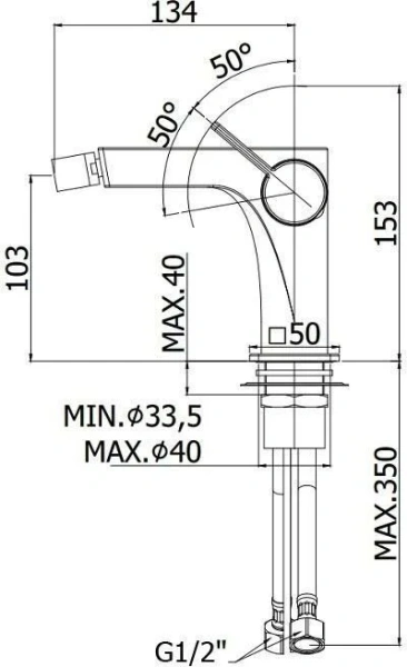 Смеситель для биде Paffoni Rock RO131 без донного клапана (детальная фотография), для биде