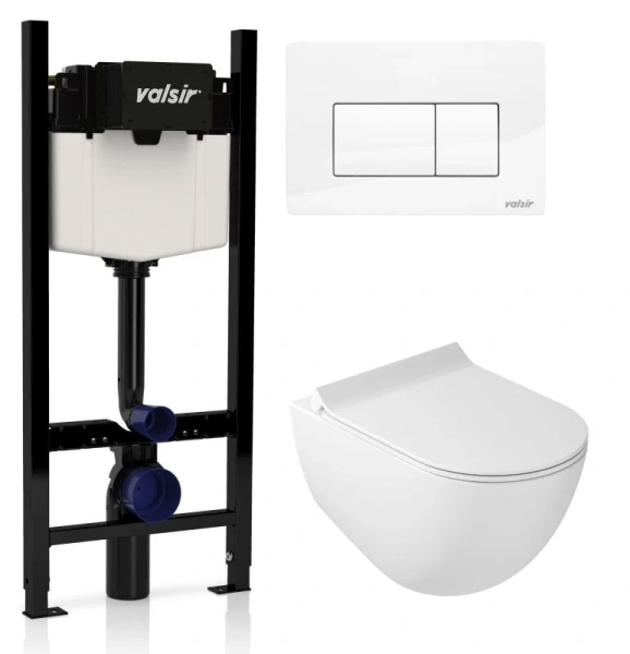 Унитаз с инсталляцией Valsir Dream кнопка белая KIT VSWG 7317 Slim P1 (детальная фотография)