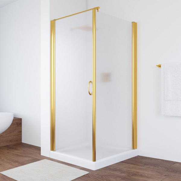 Душевой уголок профиль золотой стекло сатин Vegas-glass EP-Fis 90*120 09 10 L (детальная фотография)