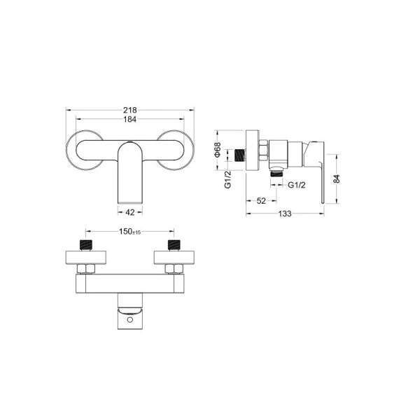 Смеситель для душа Акватек Лира черный AQ1460MB (детальная фотография), для душа