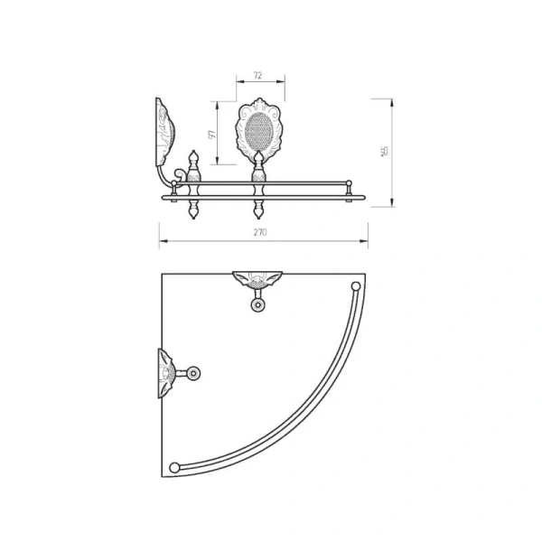 Полочка для ванной Migliore Cleopatra золото 16694 (детальная фотография), классические, ретро, декорированные