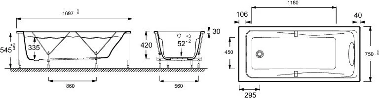 Акриловая ванна Jacob Delafon Odeon Up E60491 RU-00 (детальная фотография), акриловые