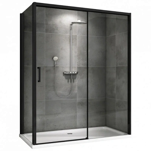 Душевой уголок Abber Komfort 170x90 см профиль черный - фото 1