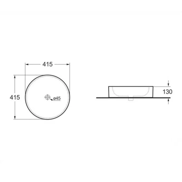 Раковина Vincea 41.5 см белая VBS-104 (детальная фотография), современные, hi-tech
