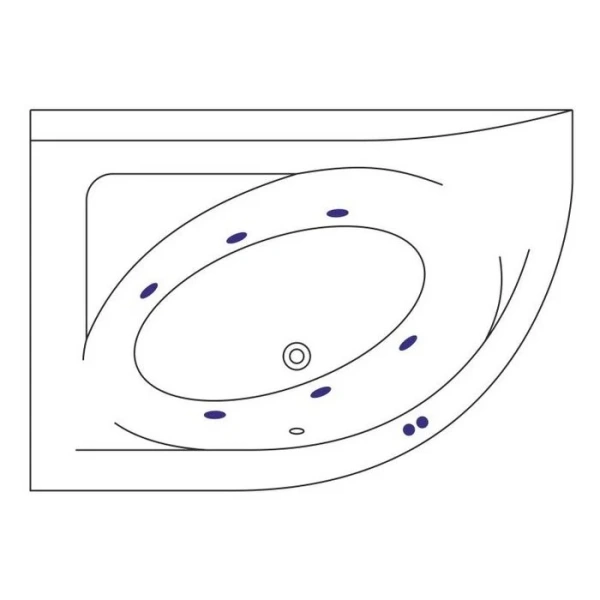 Ванна гидромассажная Excellent Aquarella Soft 150 x 100 см, левая, белый/хром, WAEX.ARL15.SOFT.CR (детальная фотография), с гидромассажем