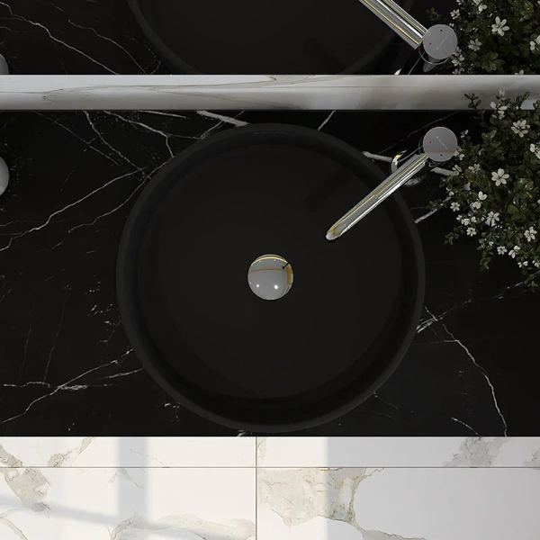 Раковина Aqueduto ESPIRAL 40 см черная матовая ESP0140 (детальная фотография), маленькие, в форме чаши, круглой формы