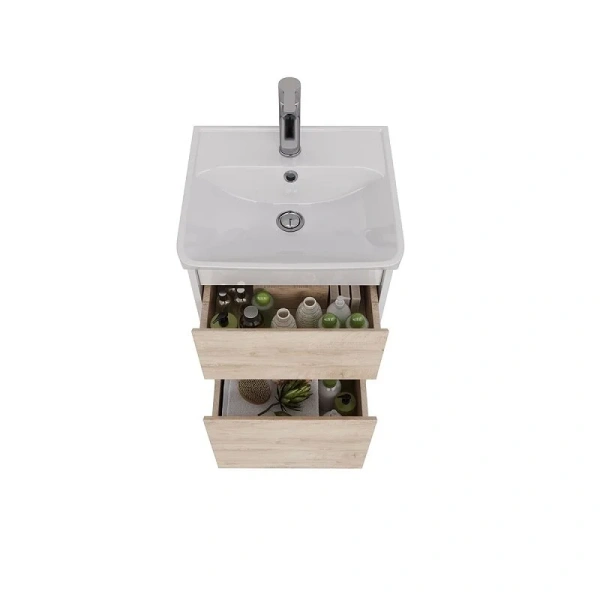 Тумба с раковиной Lemark Combi LM03C45T 45 см 2 выдвижных ящика (детальная фотография), моноблок