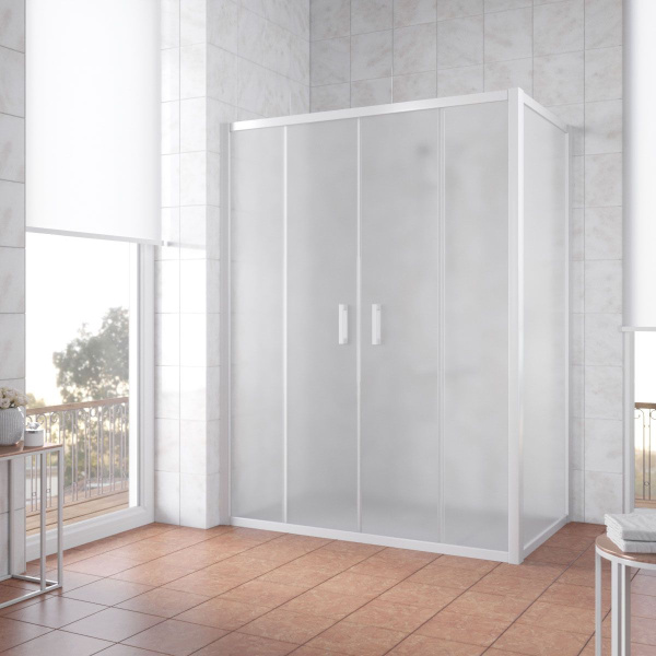 Душевой уголок профиль черный глянцевый стекло сатин Vegas-glass Z2P+ZPV 220*100 02Г 10 (детальная фотография)