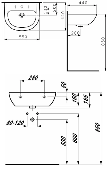 Раковина Laufen Pro B 8.1095.1 (детальная фотография), подвесные