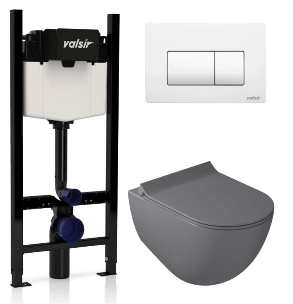 Унитаз с инсталляцией Valsir Dream клавиша белая матовая KIT VSWM 7317GM Slim P1 (детальная фотография)
