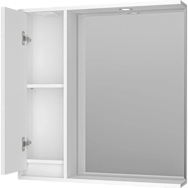 Зеркальный шкаф с подсветкой Brevita Balaton 80 см белый, правый BAL-04080-01-П (детальная фотография), с кнопкой
