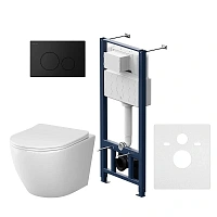 Унитаз с инсталляцией Am.Pm Like кнопка черная матовая