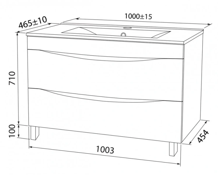 Тумба с раковиной напольная IDDIS Cloud CLO10WFi95K интегрированные ручки 100 см (детальная фотография), в наличии, нет в наличии