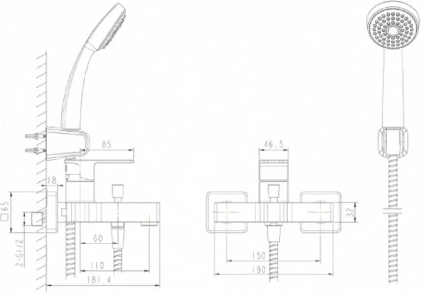 Смеситель для ванны Bravat Riffle F672106C-B (детальная фотография), для ванны