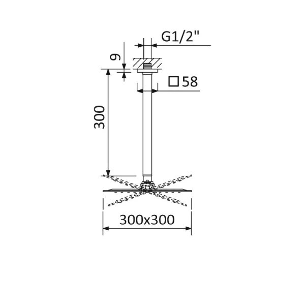 Верхний душ Cezares черный матовый  CZR-B-TDDQ-30/30-NOP (детальная фотография), верхние души