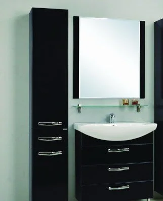 Тумба с раковиной напольная Акватон Ария Н 1A141301AA 80 см с тремя выдвижными ящиками (детальная фотография), современная, hi-tech