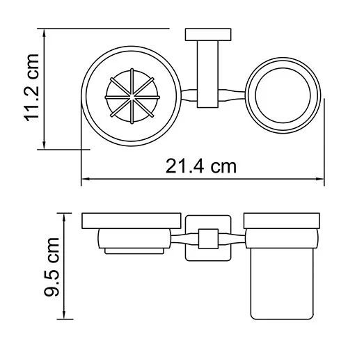 Стакан для ванной и мыльница WasserKRAFT Lippe хром K-6526 (детальная фотография), современные, hi-tech