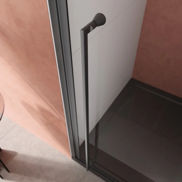 Душевая дверь в нишу Cezares Liner 90 см левая профиль черный LINER-B-12-90-C-NERO-L (детальная фотография), распашные