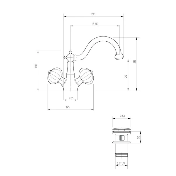 Смеситель для раковины Migliore Olivia золото 19024 (детальная фотография), для раковины