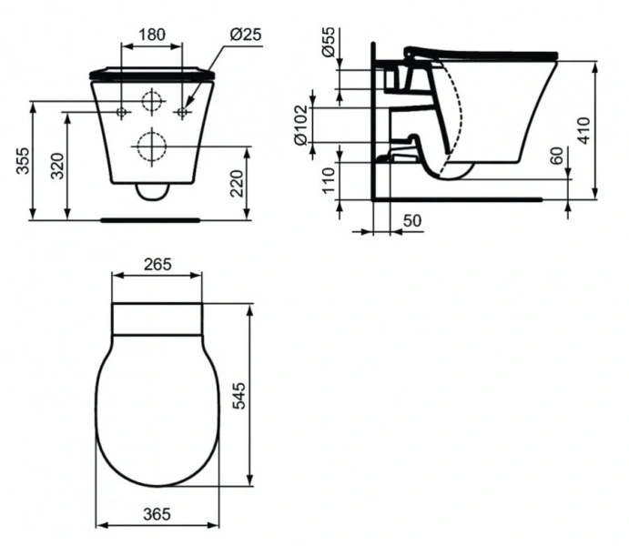 Унитаз подвесной Ideal Standard Connect Air безободковый K819501 (детальная фотография), современные, hi-tech