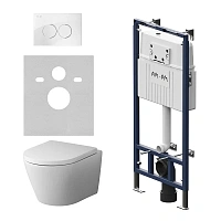 Унитаз с инсталляцией Am.Pm Sense кнопка белая