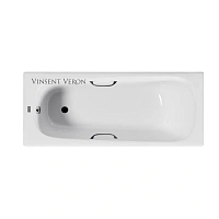 Чугунная ванна Vinsent Veron Concept VCO1507042H/VH0012BL, 150 x 70 см, ручки черные матовые, цвет белый