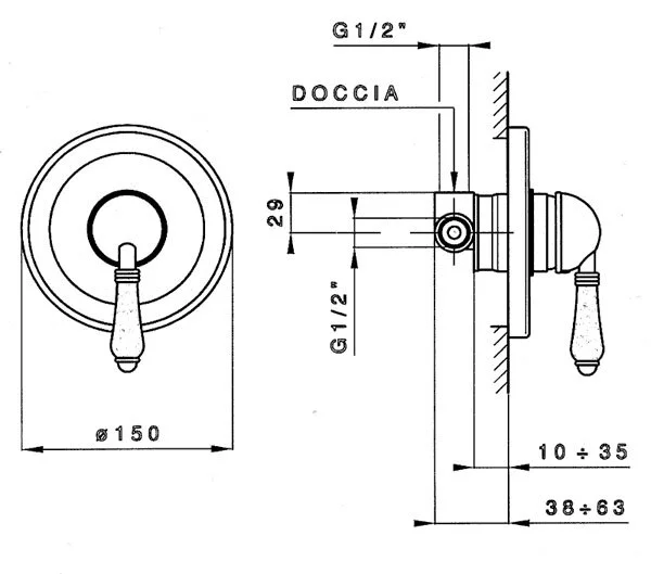 Смеситель для душа встраиваемый, золото, Nicolazzi Cinquanta 3406GO75 (детальная фотография), для душа