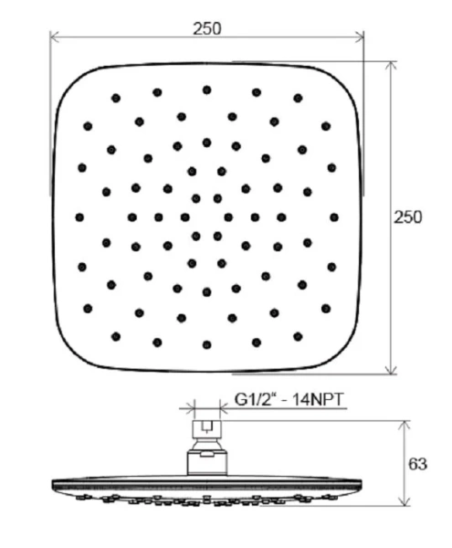 Верхний душ Ravak X07P квадратный (детальная фотография), верхние души