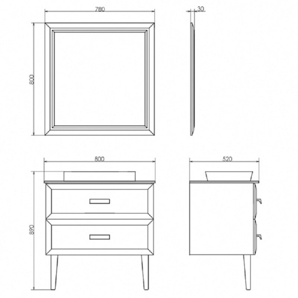 Схема (детальная фотография), под накладную раковину
