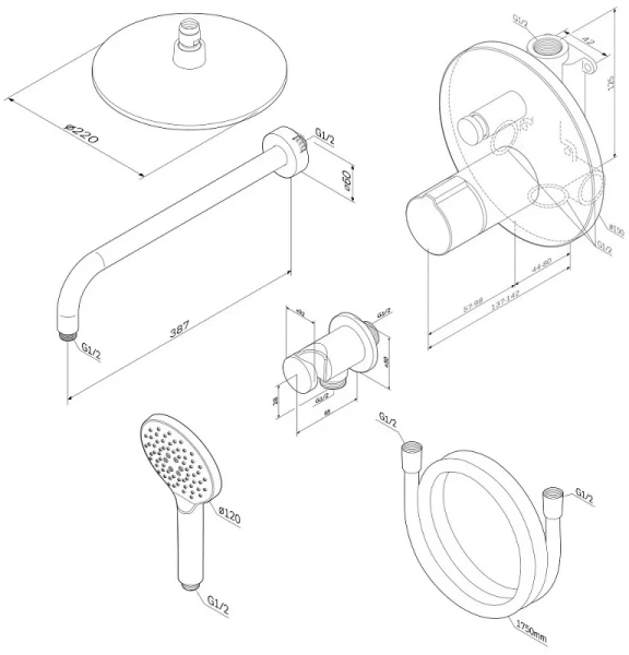 Душевой комплект Am.Pm X-Joy хром FP85A1RH20 (детальная фотография), по запросу index_1