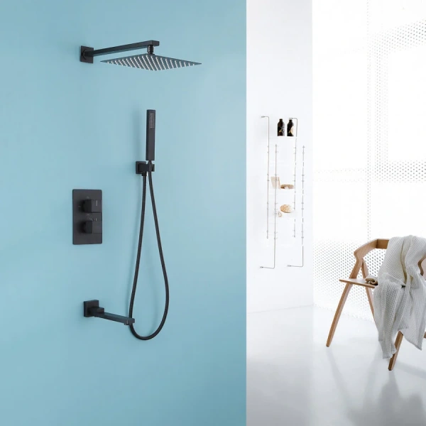 Душевой комплект Abber Daheim черный матовый AF8250B (детальная фотография), черные