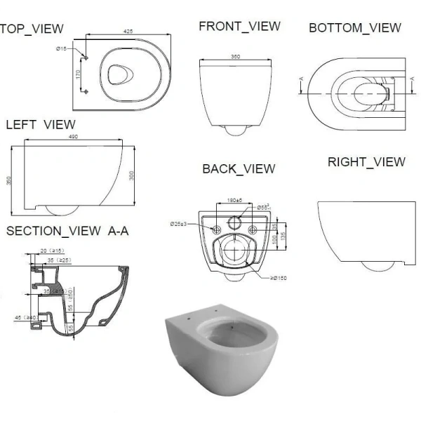 Унитаз подвесной Allen Brau Priority белый глянец 4.31009.20 (детальная фотография), подвесные, встраиваемые