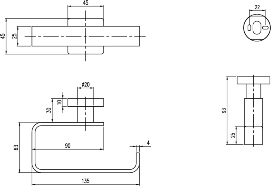 Бумагодержатель Villeroy & Boch Elements-Striking хром TVA15201400061 (детальная фотография), современные, hi-tech