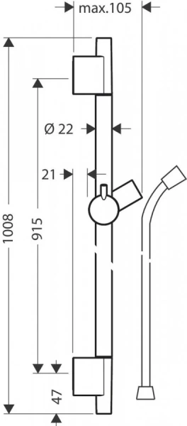 Штанга для душа Hansgrohe Unica матовый черный 28631670 (детальная фотография), штанги для душа