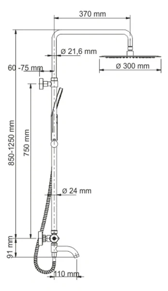 Душевая стойка WasserKRAFT с термостатическим смесителем A18801 (детальная фотография), современные, hi-tech