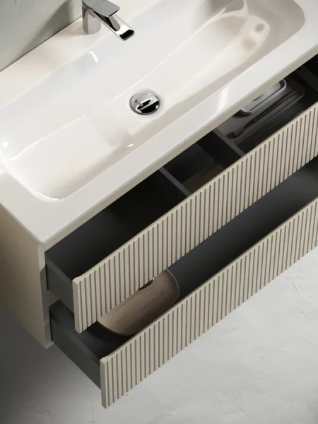 Тумба под раковину подвесная Sancos Snob T 100 см beige soft SNT100CE (детальная фотография), 100 см