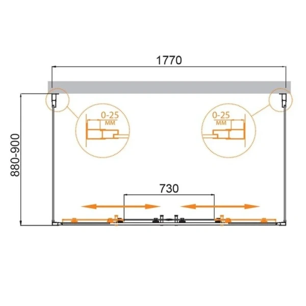 Душевой уголок Cezares Molveno 180х90 см прозрачное стекло MOLVENO-AH-22-180/90-C-Cr-IV (детальная фотография), прямоугольные