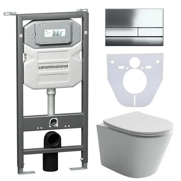 Унитаз с инсталляцией Ceramica Nova Balearica CN6000_1002 с сиденьем микролифт (детальная фотография)