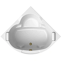 Акриловая ванна Радомир Сорренто 1-01-4-0-9-039К, 130 x 130 см, каркас, подголовник - 2 шт., фронтальный экран, сифон, слив-перелив автомат в комплекте, белая/бронза