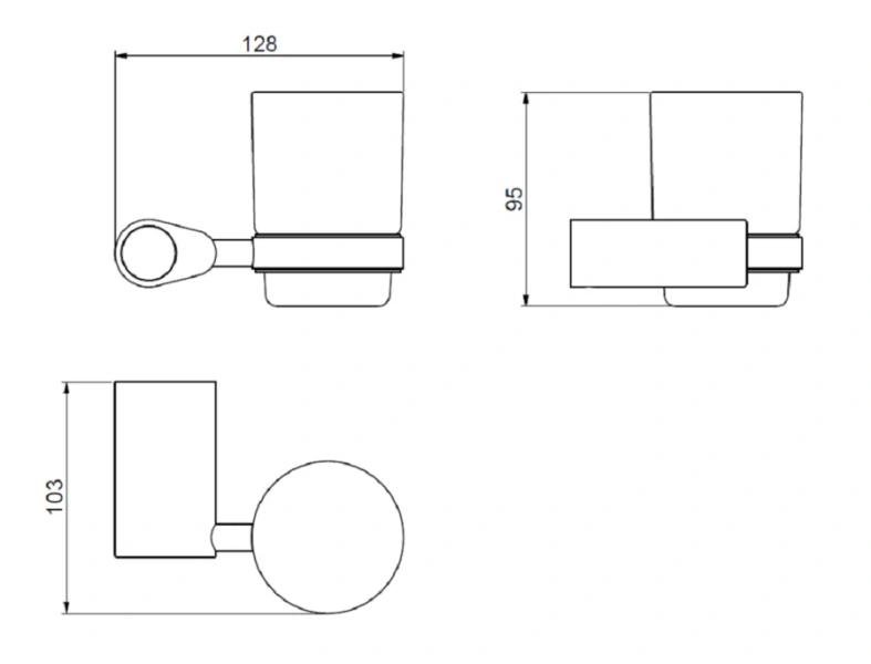 Стакан для ванной Art & Max Verona Push стеклянный подвесной AM-M-032-CR (детальная фотография), современные, hi-tech