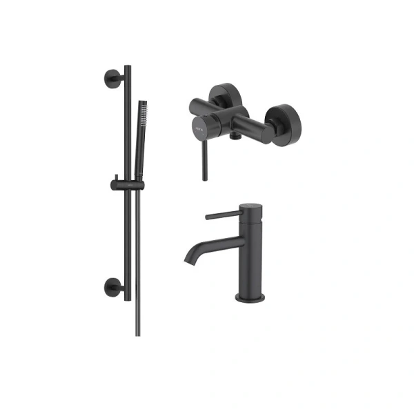 Душевой комплект Акватек Европа черный матовый AQ1331MB (детальная фотография), в наличии