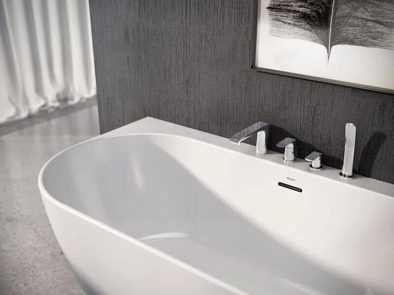 Ванна акриловая Ravak Freedom W XC00100045, 169 x 80 см, белая, слив-перелив белый (детальная фотография), акриловые